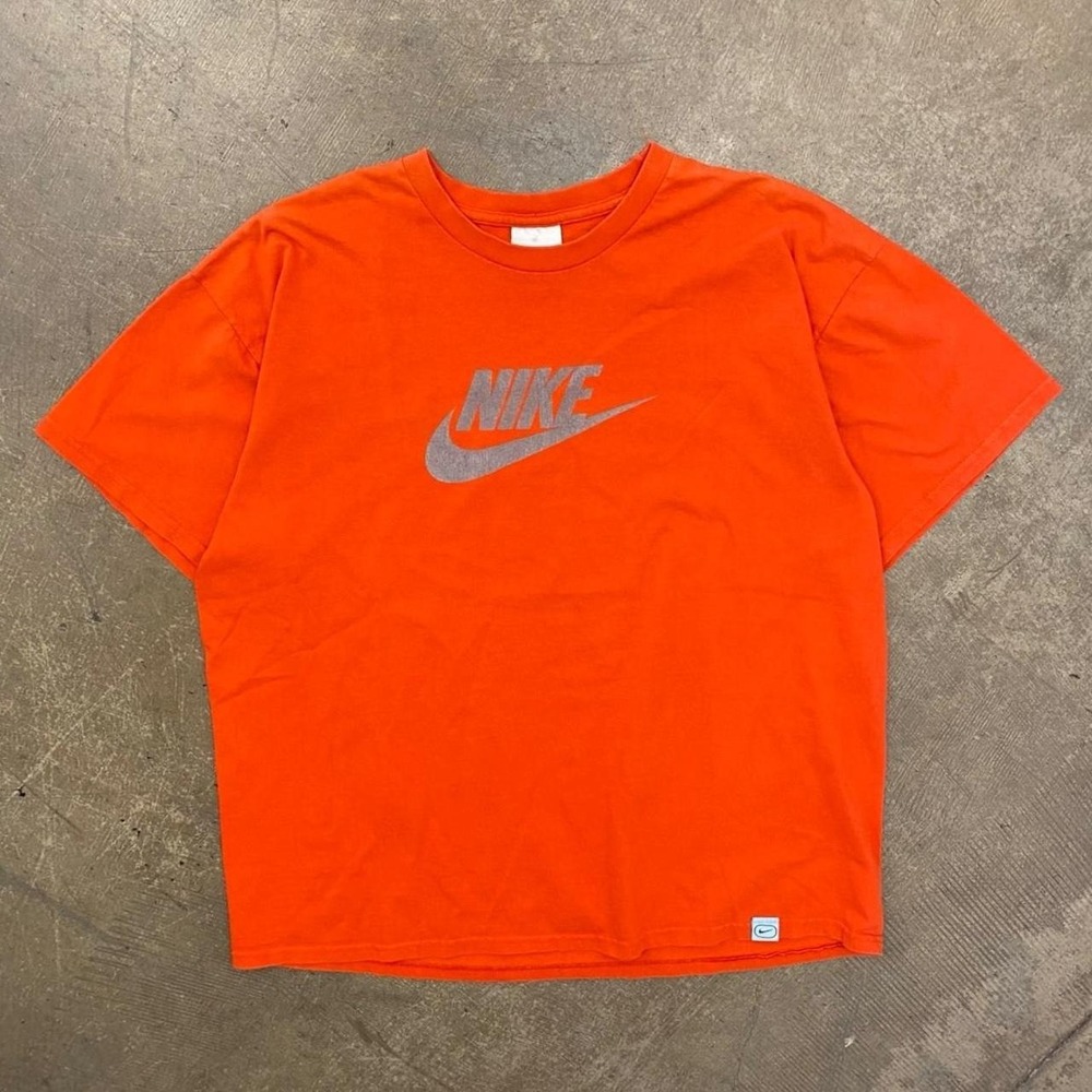Vintage Nike Center Swoosh Orange Grey Tag 2000s Sportswear T-Shirt XL
